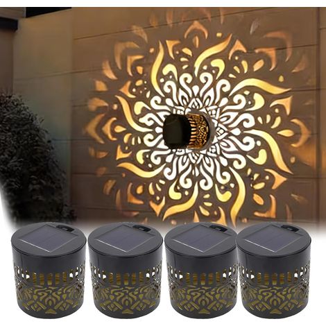 Datura Lot de 2 lampes solaires décoratives en métal à énergie solaire pour terrasse, clôture, mur, clôture, jardin, terrasse, jardin