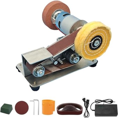Ponceuses à Bande, AffTeur De Couteaux à Angle Fixe De 15 DegréS, Ponceuse éLectrique, Miniponceuse Kit De Meuleuse à Bande, Meuleuse De Bord Avec 10 Bandes Abrasives, Pour Bois MéTal (1/5)