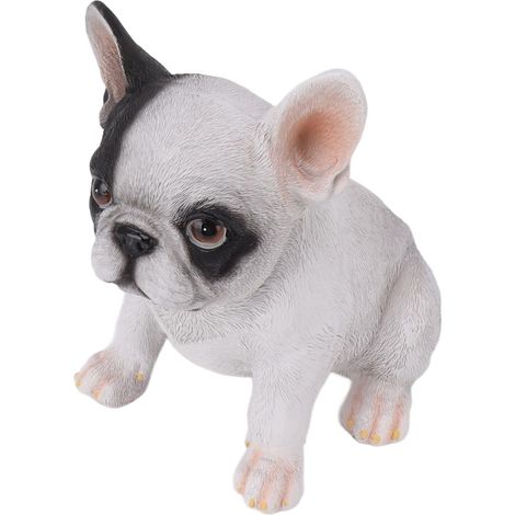 Décoration de jardin en résine représentant un bouledogue, couleur fidèle, adorable petit bouledogue assis en résine pour la décoration extérieure. (1/5)