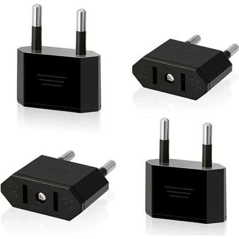 Ahlsen Lot de 4 Prises de Voyage US vers EU Prise USA vers 2 Broches Euro / Allemagne Prise Amérique / Canada / Mexique Prise de convertisseur Adaptateur pour appareils avec Alimentation US (Noir), HA