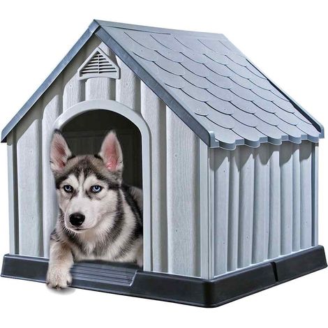 337894  Dog House Grey 92x87x91 cm Plastic vidaXL (1/5)