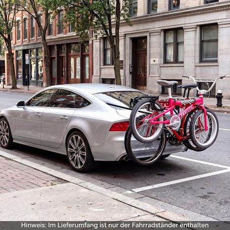 Transport de vélos en voiture: porte-vélos de coffre 3 vélos avec sangles anti-balancement et patins anti-rayures (1/5)