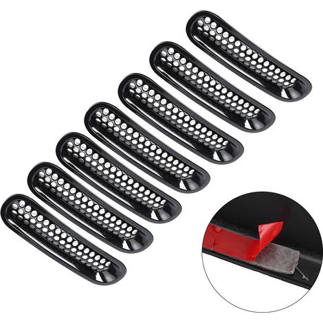 Calandre avant Jeep Wrangler JK 2007-2017, Grille en maille noire, Kit de 7 pièces pour pare-chocs (1/3)