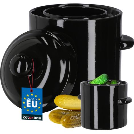 Kotarbau® Hermetisches Steingutfass mit Deckel zum Einlegen von Kohl und Gurken, 1,8 l, Ebenholz (1/5)