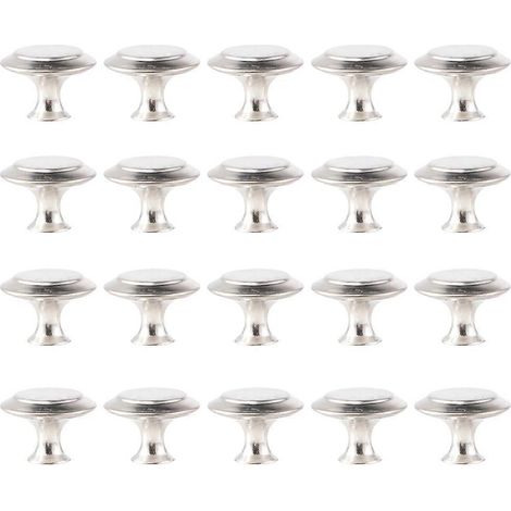 Lot de 20 boutons de tiroir en acier pour commode, placard et penderie (accessoires de quincaillerie inclus). (1/5)