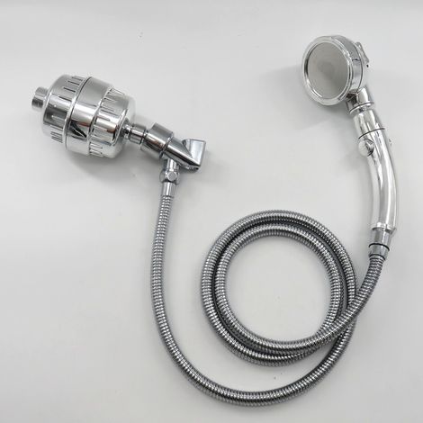 Pommeau de douche à main pressurisé avec filtre et purification d'eau, pommeau de chauffe-eau à grand débit, pommeau de douche avec pressurisation et fonction d'arrêt d'eau à un bouton. (1/5)