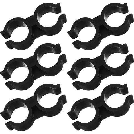 6 Pcs Black Plastic Pipe Clamp Double Head Solid Design Secure Fitting for Pipe Connections (1/5)
