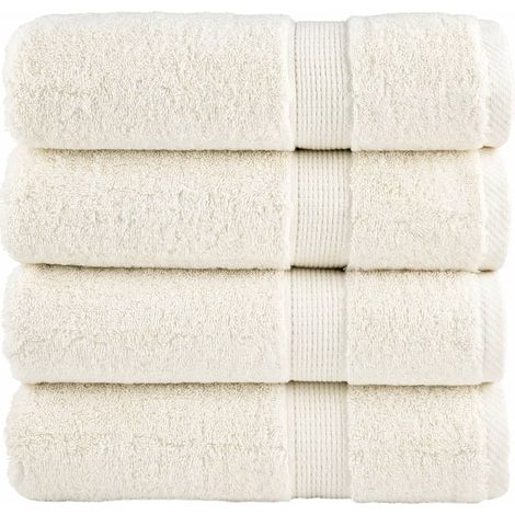 Serviettes de qualité supérieure SOLUND, lot de 4, blanc crème, 50 x 100 cm, 600 g/m²