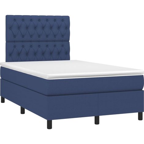 Maison Exclusive - Sommier à lattes de lit avec matelas bleu 120x190 cm tissu (1/5)