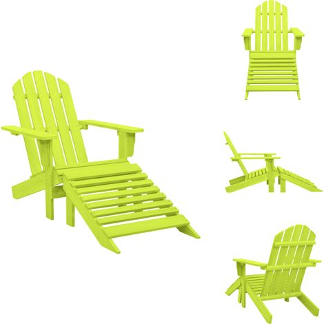 Chaise de jardin Adirondack avec pouf bois de sapin solide vert - Chaise Adirondack - Chaise De Jardin - Mobilier De Jardin - Fauteuil De Jardin - Meuble De Jardin (1/5)