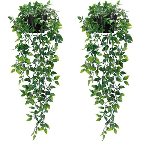 Plantes artificielles suspendues avec pots, 2 plantes artificielles - Plantes artificielles suspendues avec pots, 2 plantes artificielles