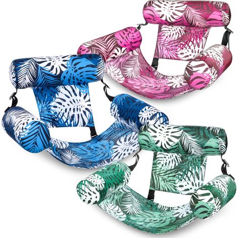 3 pièces fauteuils flottants piscine adulte, bouées lounge pour eau plage et loisirs estivaux(Rose, vert et bleu) (1/5)