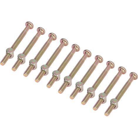 Kit de 10 vis à tête cylindrique hexagonale M6 en acier inoxydable zingué, longueur 70mm, pour fixation de lit bébé et mobilier, visserie de quincaillerie robuste. (1/5)