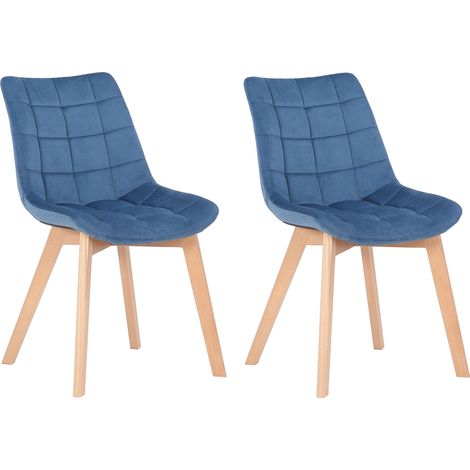 2er Esszimmerstühle Passaic Samt blau
