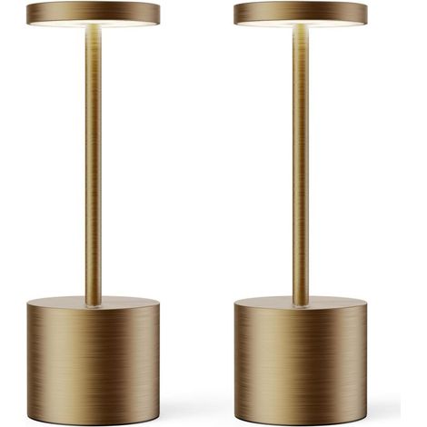 Lámpara de mesa inalámbrica recargable, 2 unidades, batería de 1800 mAh, brillo ajustable, resistente al agua (blanca) (1/5)