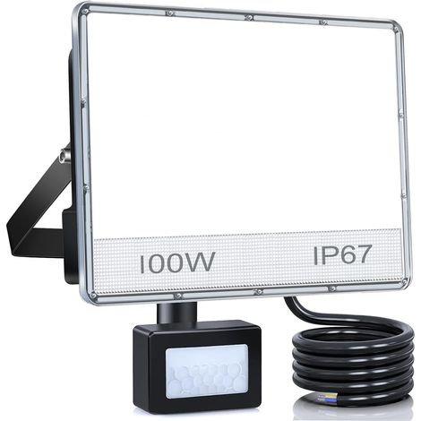 1 Projecteur LED Extérieur, Détecteur Mouvement 360°, 100W 10000LM, IP67 Étanche, 6500K Blanc, Jardin Garage (1/5)