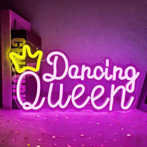 Enseigne néon « Dancing Queen » – Luminaire LED dimmable pour studio de danse, soirée dansante ou chambre de fille – Idéal pour les passionnées de danse (1/5)
