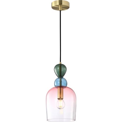 Suspension Manso Italux verre multicolore doré E14 40W (1/2)