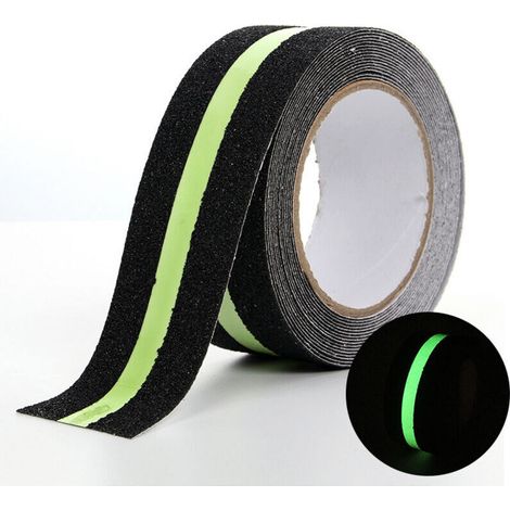 Striscia antiscivolo adesiva con striscia fluorescente per riflessione notturna, striscia antiscivolo per interni ed esterni, ideale per scale e gradini, 50 mm x 1 m. (1/5)