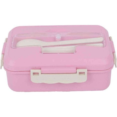 Boîte à lunch pour adultes, conception à trois compartiments, matériau en fibre de blé, conception étanche, livrée avec une cuillère et une fourchette, capacité de 1200 ml, unisexe.