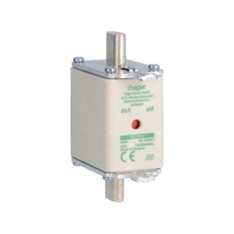 HAGER LNH00080M6A FUSIBLE NH00 AM 690 V 80 A DÉTECTEUR COMBINÉ AVEC LANGUETTE EN MÉTAL