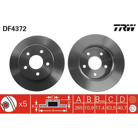 DISQUE DE FREIN ARRIÈRE DF4372 TRW (1/2)