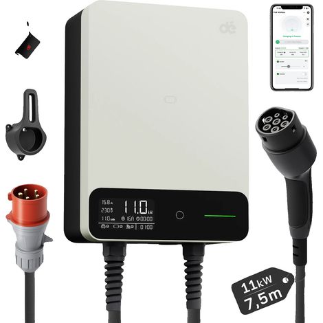 Station de Charge, Contrôle APP Intelligent, Compatibilité 3 Phases, 7.5m Blanc (1/2)