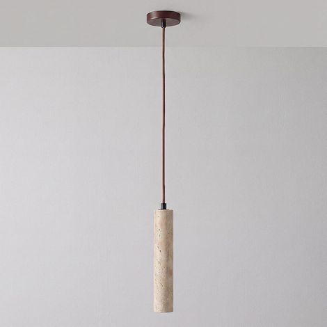 Lampe Suspension Travertin Jaune Minimaliste Moderne Lustres Cylindre Élancée lampe suspendue Pour Tête de Lit Hauteur Réglable pour Chambre Cuisine Salon Salle À manger (1/5)
