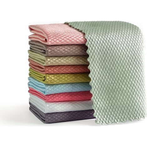 Lot de 10 chiffons de nettoyage en microfibre multi-usages pour cuisine, voiture, salle de bain, bureau à domicile, multicolore 30 x 40 cm (1/5)