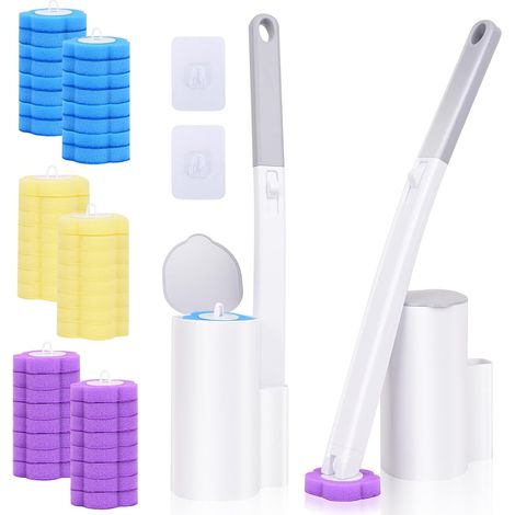 Lot de 2 brosses WC, Brosse WC avec 48 recharges, tête Flexible (1/5)