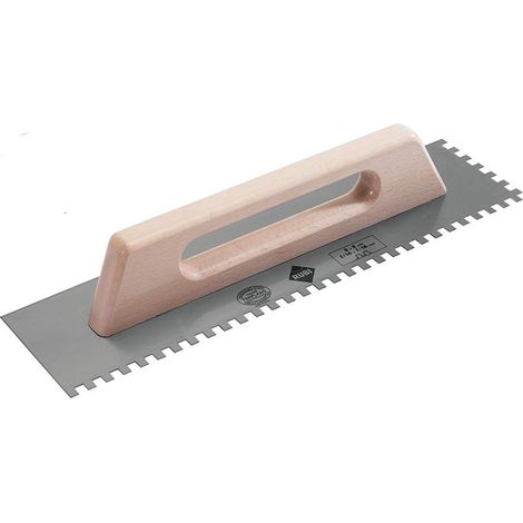 RUBI Notched Steel Trowel with Wooden Handle – 19 Inches for Masonry and Tiling Applications
