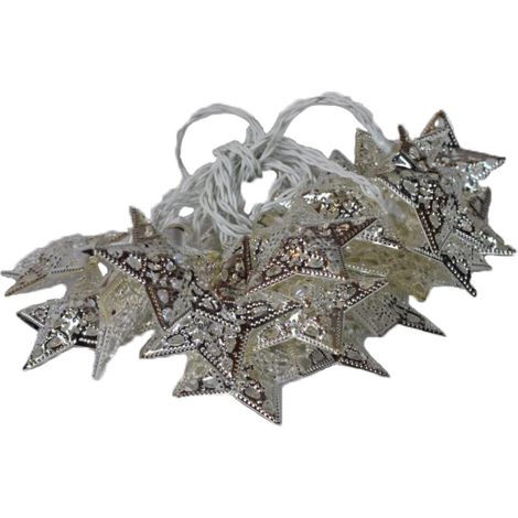 Lampada decorativa Silver Stars con 20 LED bianchi alimentata da batterie AA (1/3)