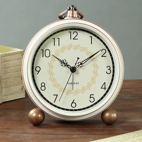 Réveil vintage, réveil analogique super silencieux sans tic-tac petites horloges rondes à suspendre (arabe) (1/2)