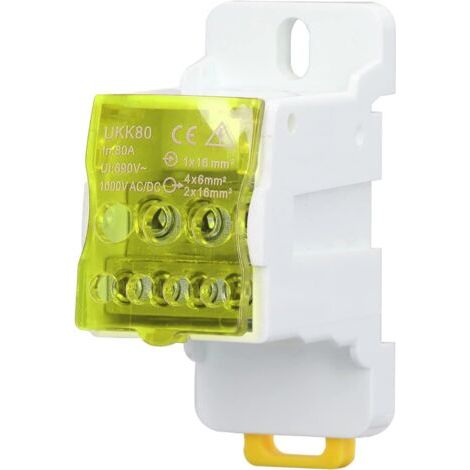 1 bornier rail din 690v matériau pa66 conducteur laiton armoire distribution (1/5)