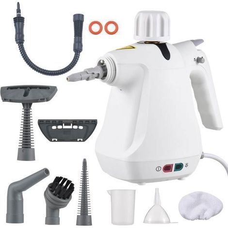 Ecleanfy - Nettoyeur Vapeur à Main Portatif,1000W Multi-Usage sous Pression 9 en 1 pour le nettoyage avec réservoir d'eau de 350ml,3 Bar Blanc (1/4)