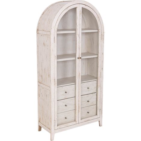 Vitrina de madera artesanal blanca 90x40x190h cm (1/5)