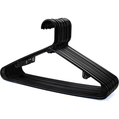 Lot 20 Cintres Plastique Noir Robuste 40cm avec Barre Pantalon & Pinces, Gain de Place pour Armoire Portemanteau Placard (1/5)