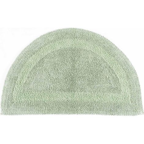 HOMESCAPES Tapis de bain demi-lune en coton, 50 x 80 cm – Vert sauge (1/5)