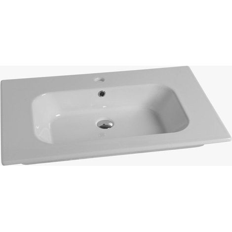 Nemo Spring Cettina Vasque à poser pour meuble 71x45x1.7cm 1 cuve 1 trou de robinetterie Porcelaine Blanc