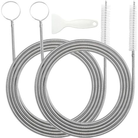 Lot de 2 Furet Deboucheur Canalisation, 150cm Goupillon pour Réfrigérateur avec 1 Grattoir pour Dégivrage, Deboucheur Evier Pliable, Furet Deboucheur de Tuyau Étroite pour Lavabo (1/4)