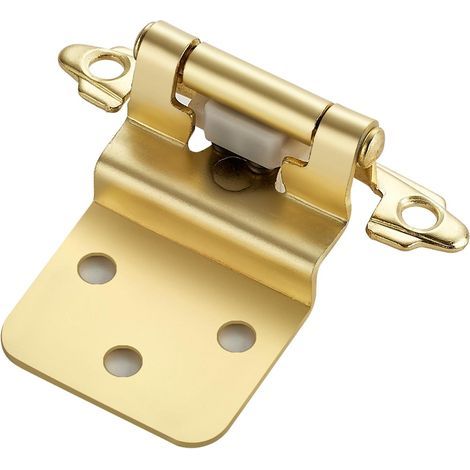Set mit 4 (2 Paar) 9,5 mm Einlass-Scharnieren für Schränke, selbstschließende Scharniere mit Türpuffern, Messing satiniert goldfarben für Küchenschränke, Badezimmermöbel (1/5)