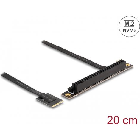Delock Adaptador M.2 clave A+E a PCIe x16 NVMe en Ã¡ngulo con cable de 20 cm