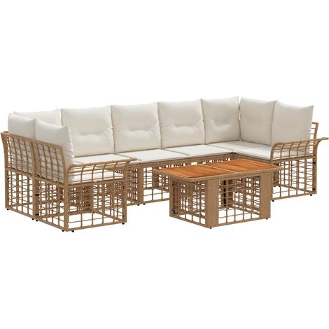 Gartensofa-set 8 stk. Natürlich und Cremweiß Poly-Rattan vidaXL (1/5)