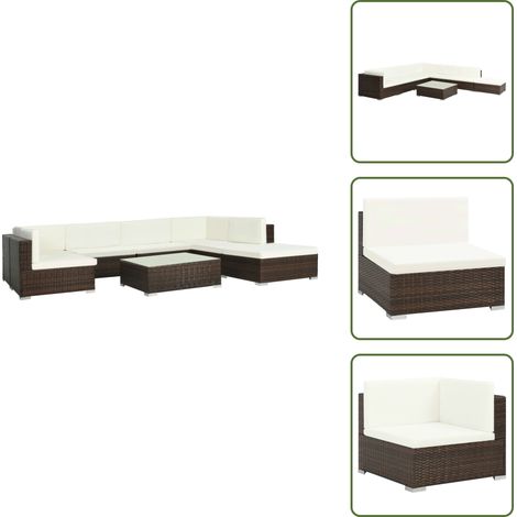 The Living Store Set Divani da Giardino 8 pz con Cuscini in Polyrattan Marrone - Divano angolare