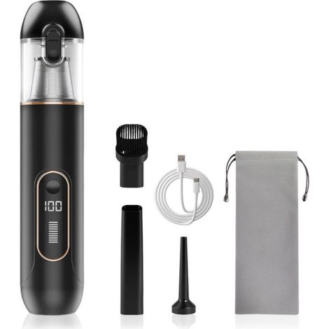 Aspirateur à main sans fil 13000 Pa, mini design pour auto, PC, canapé et maison. Nettoyage des fissures, fonction soufflage, batterie 1800 mAh.