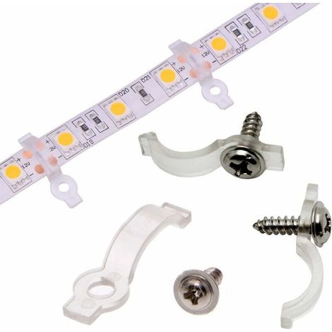 Supports de fixation 50pcs pour bande lumineuse LED étanche 1050 large 5050, vis incluses, (1/5)