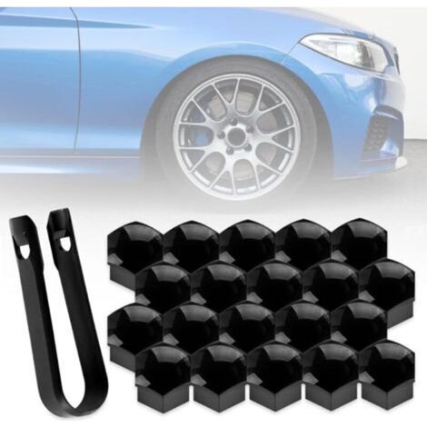 20 Stück, Durchmesser 19 mm (Schwarz) Radmutternkappen, Radschraubenabdeckungen für die Automobilumrüstung, Universelle Abdeckungen für die Automobilumrüstung mit Werkzeug für Radmuttern