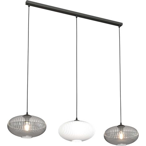 Lampadario 3 Luci Coco In Acciaio Nero Paralume Plissè Multicolor (1/5)