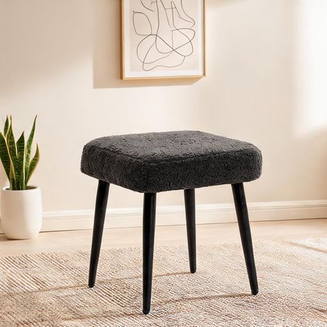 Pouf coloris gris foncé en polyester acier 42 x 42 x 44 cm (1/5)