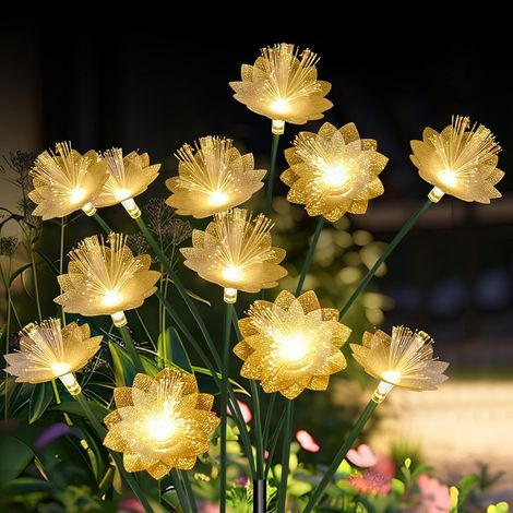 2 luci solari a forma di fiore in movimento - luce bianca calda - impermeabili - per decorare giardino, patio e vialetto (1/5)